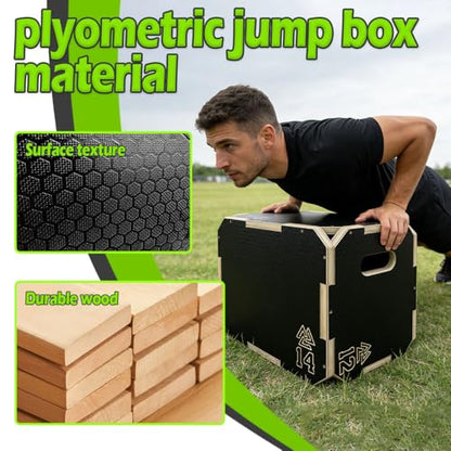 Workout Box 3-in-1 Box Jumps Wooden Jump Box Gym Suitable for Home Workouts and Gym