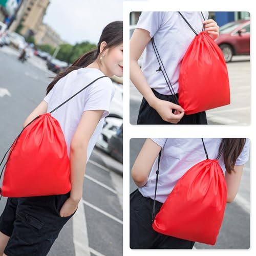 Drawstring Backpack 4PCS Bulk String Backpack Drawstring Bags Sport Gym Cinch Bag Nylon String Bag for Women Men (Red 4PCS) - color: Red 4pcs