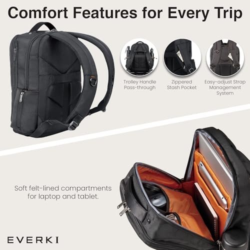 EVERKI Studio Expandable 26L Laptop Backpack – Business & Carry On Travel Backpack for Men & Women with Expandable Storage Padded Laptop Compartment Professional Backpack Fits Laptops up to 15", Black - size: 26 Liters