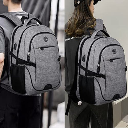 SHRRADOO Anti Theft Laptop Backpack Travel Backpacks with Combination Lock for Women Men College Backpack Computer Bag Fits 17 Inch Laptop,Grey - color: Grey