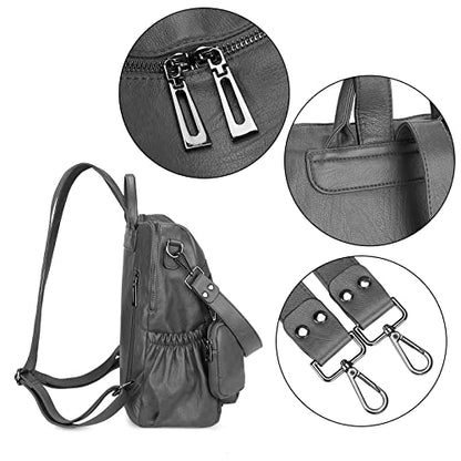 Uromee Travel Backpack Purse for Women Vegan Leather Ladies Fashion Tassel Shoulder Bag Convertible with Pouch - color: 262 Grey