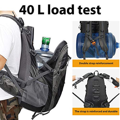 FENGDONG 40L Waterproof Lightweight Outdoor Daypack Hiking,Camping,Travel Backpack for Men Women Black - color: A2-black