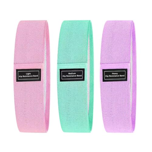 Hip Resistance Bands Set of 3, Fabric Loop Bands for Glutes, Legs and Squats, Light Medium Heavy, 15-45 lbs