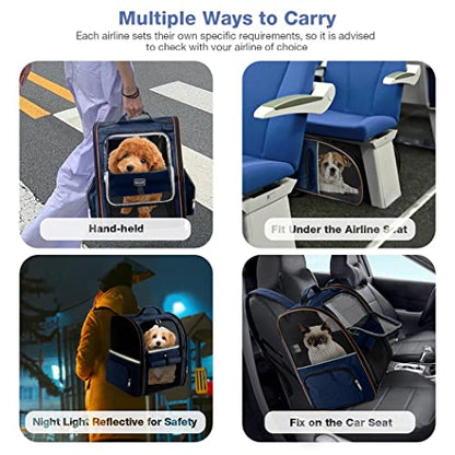Extra Large Cat Backpack Carrier Expandable Pet Carrier Backpack for Small Dogs Medium Cats Fit Up to 18 Lbs, Dog Backpack Carrier, Foldable Puppy Backpack Carrier for Travel, Hiking,Blue - color: Blue