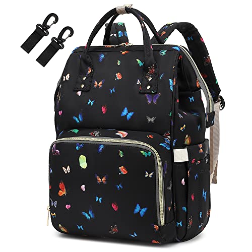 Butterfly Diaper Bag Backpack for Baby Girls, Mom Waterproof Large Nappy Bags for Women - color: Butterfly