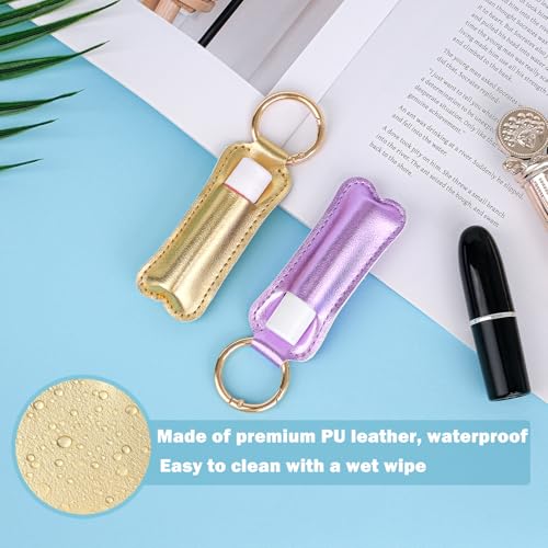 WK IEASON Lip Balm Holder for Chapstick Lipstick Sleeve Keychain,Small Christmas Gifts Stocking Stuffers for Teen Girls Women - color: 3 Pcs Shiny-set a
