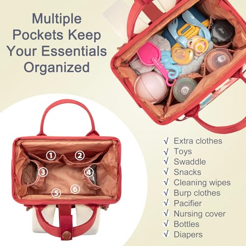 Montana West Wrangler Aztec Diaper Bag Backpack Western Backpacks for Moms Baby Essentials Bag with Twist-Lock Closure, Insulated Pockets, Portable Changing Pad, Stroller Straps, Pacifier Case - color: Aztec Pink