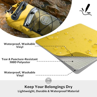 STOVER 5/10/25/30/40/55L Waterproof Dry Bag- Roll-Top Backpack w/Phone Case- Kayaking, Hiking, Camping, Boating- Men/Women - color: 25l Yellow (With Phone Case), size: 25L