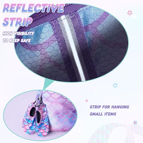 WAWSAM Kids Gym Drawstring Backpack String Bag, Mermaid Sports Gym Bag for Kids Girls Waterproof Swimming Beach String Cinch Backpack with Two Water Bottle Pocket - color: Mermaid