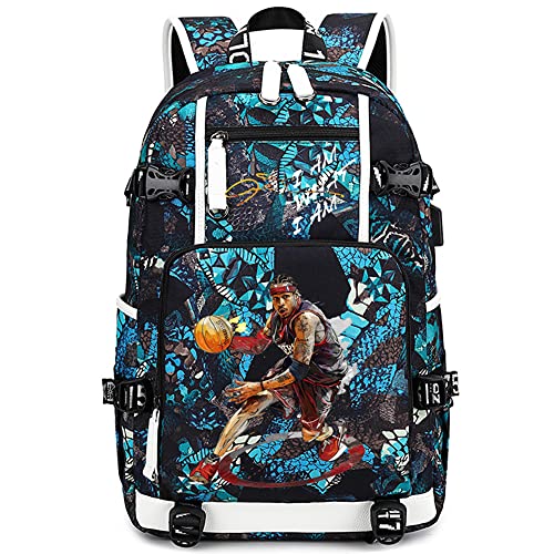 Basketball Player 3 Multifunction Backpack Travel Laptop Fans bag For Men Women - color: Light Blue - 1