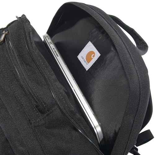 Carhartt 35L Triple-Compartment Backpack, Durable Pack with Laptop Sleeve and Duravax Abrasion Resistant Base, Black - color: Black