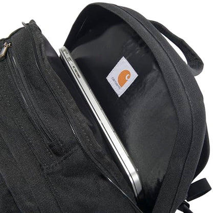 Carhartt 35L Triple-Compartment Backpack, Durable Pack with Laptop Sleeve and Duravax Abrasion Resistant Base, Black - color: Black