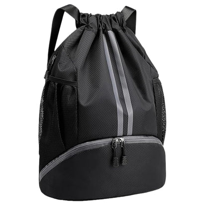 Drawstring Backpack Gym Bag with Shoes Compartment, Dry and Wet Separation
