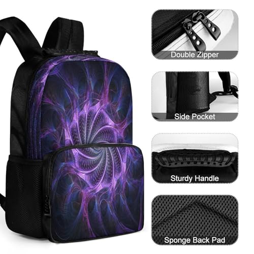 Supdreamc Daypack Backpack Polyester Anti-Theft Multipurpose Purple Tie Dye Trippy Art Bookbag Big Capacity Travel Hiking Camping Rucksack With Smooth Zippers - color: Pattern 428