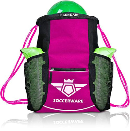 Soccerware Soccer Bag Backpack - Youth & Kids, Organize Sports Gym Equipment - Boys Girls