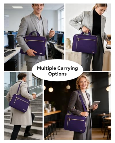 Laptop Case Bag Women Men Computer Sleeve Compatible with MacBook/Dell/HP/Acer/ASUS/LG, Waterproof Shoulder Carrying Briefcase, Violet, 14-14.5 Inch - color: Violet, size: 14 inch