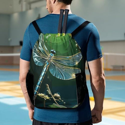 Fitness Drawstring Backpack Waterproof Gym Bag Dragonfly Green Lightweight Dry And Wet Separation Swim Bag