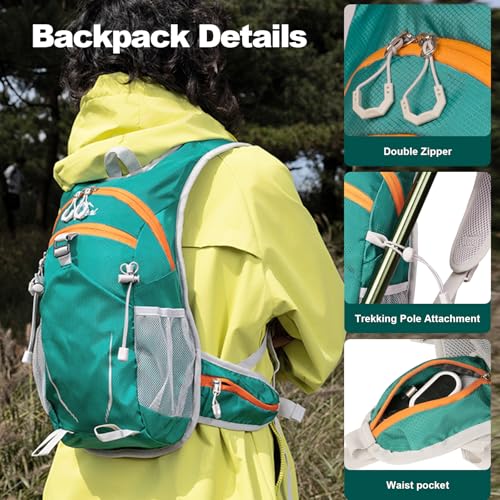 10L Small Hiking Backpack for Men Women Travel Daypack with Chest Strap lightweight backpacks mini backpack for Camping Cycling Travel Outdoor - color: Green