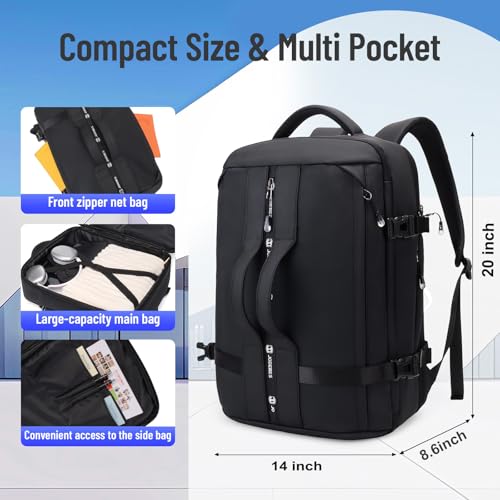 50L Travel Backpack for Men Women, Carry on Backpack Fits 17 Inch Laptop, Convertible Duffle Bag Business Work Commuter Backpack, TSA Weekender Overnight Bag, Black - color: 6940w-black