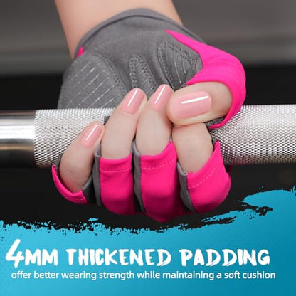 Breathable Workout Gloves for Women, Thick Padded Weight Lifting Gloves, Full Palm Protection & Extra Grip for Women Gym, Rowing, Fitness Training and Hanging - size: Medium