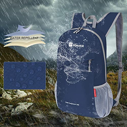 ZOMAKE Lightweight Packable Backpack 20L,Foldable Backpacks Small Daypack for Hiking Water Resistant Day Bag for Travel(Royal Blue) - color: Royal Blue