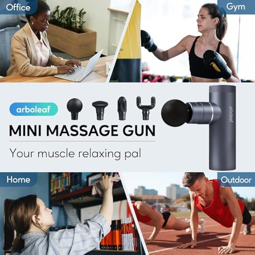 arboleaf Thermacool Massage Gun Deep Tissue with Heat and Cold Head, Full-Metal Electric Portable Hand Held Massager Gun for Back, Body Sore Muscles, Pain Relief - color: Slategray