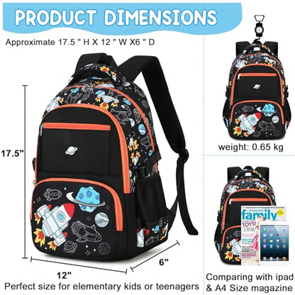 Bluboon Kids Backpack Boys Camo Bookbag Teens Elementary School Bag Daypack Travel Back Pack Middle school (Rocket Blue Planet) - color: Rocket Blue Planet