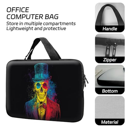 14 15 15.4 15.6 inch Laptop Handle Bag Computer Bag, Pouch Holder Notebook Sleeve Cover Soft Case Compatible for Dell,Lenovo,Toshiba HP, Asus Notebook-Colorful Line Skull Gentleman - color: Colorful Line Skull Gentleman