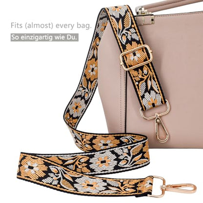 Replacement Purse Strap Shoulder Strap Adjustable Crossbody Strap for Women Crossbody Wide Shoulder Bag - color: Gold Floral-gold Metal