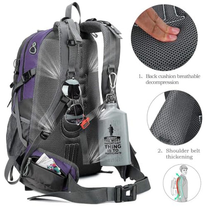 FENGDONG 40L Waterproof Lightweight Hiking,Camping,Travel Backpack for Men Women Purple - color: A3- Purple
