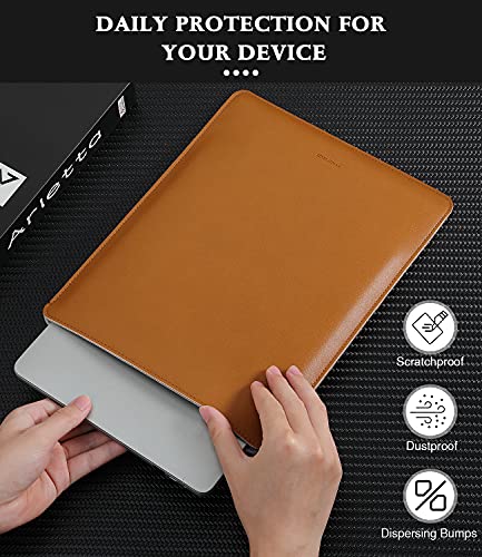 MoKo Laptop Sleeve Compatible with 13/13.6" MacBook Air M2/M1/ Pro M1 13.3 2022-2018, Surface Pro 9/8, PU Leather Notebook Computer Briefcase Carrying Bag Slim Stylish Case Pouch, Brown - color: Brown, size: 13.3 inch