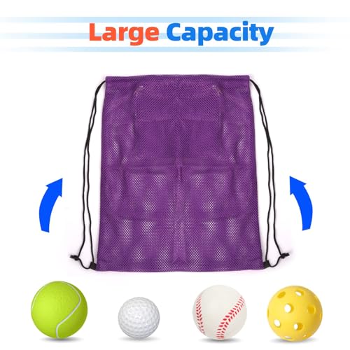 GSE Mesh Drawstring Backpack Bag, 6-Pack, Purple, 19" x 15" - color: Purple, size: 19"x15" Backpack(6-Pack)