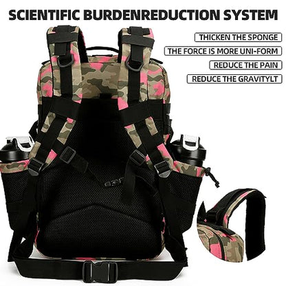45L Tactical Assault Backpack 3 day assault pack with Molle Waterproof backpack Rucksack for Tactical Backpacks - color: Pinkcamo