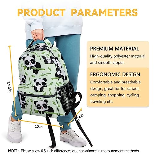 Panda Backpack for Girls Boys, 16 Inch Panda Theme Bookbag with Adjustable Straps, Durable, Lightweight, School Bag with Large Capacity - color: Panda3