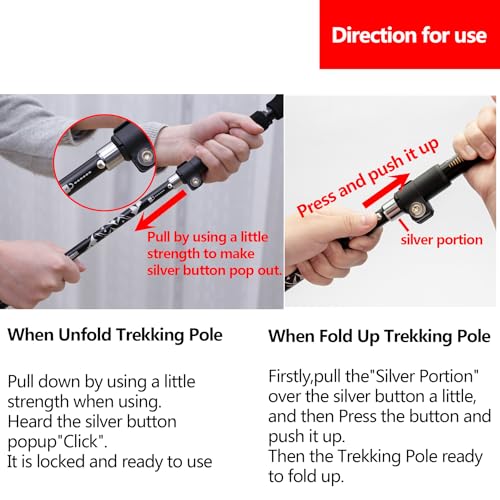 A ALAFEN Aluminum Collapsible Ultralight Travel Trekking Hiking Pole for Men and Women (Fits 5'3" - 6'2") - color: A_Black