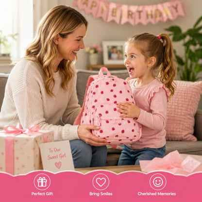 BTOOP Kids Backpack, Girls Backpack 4-6-Preschool Kindergarten School Bookbag with Insulated Lunch Compartment & Chest Strap, Pink-Strawberry Backpacks - color: Pink-strawberry, size: Age 3-6 (14.5" H Fit Folder)