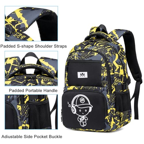 Bluboon Kids Backpack Boys Camo Bookbag Teens Elementary School Bag Daypack Travel Back Pack Middle school (Boy-Yellow camo) - color: Boy-yellow Camo