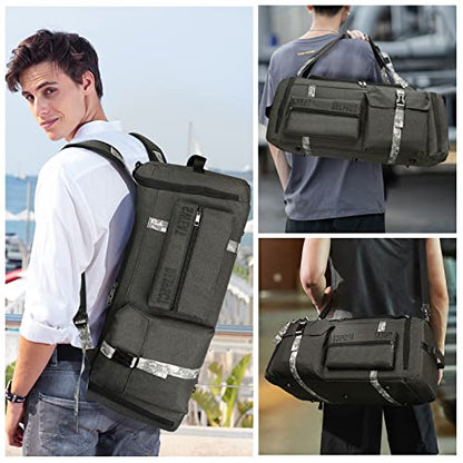 Gym Bags for Men Gym Duffle Bag Backpack 3-Way Sports Duffel Bags for Men with Shoe Compartment & Wet Pocket - color: gray