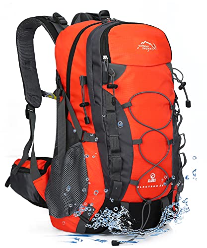 INOXTO lightweight Hiking Backpack 35L/40L Hiking Daypack with Waterproof Rain Cover for Travel Camping Outdoor Men and Women - color: 35l Orange