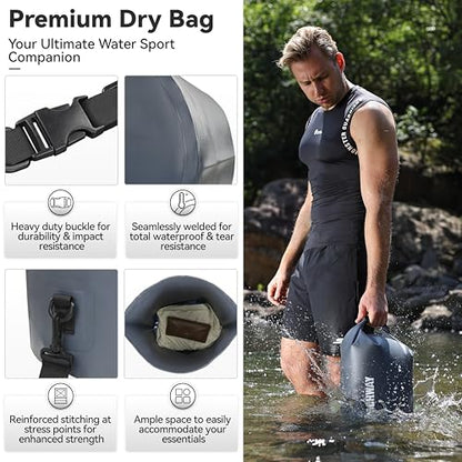 MARCHWAY Floating Waterproof Dry Bag Backpack 5L/10L/20L/30L/40L, Roll Top Sack Keeps Gear Dry for Kayaking, Rafting, Boating, Swimming, Camping, Hiking, Beach, Fishing - color: Grey, size: 5L