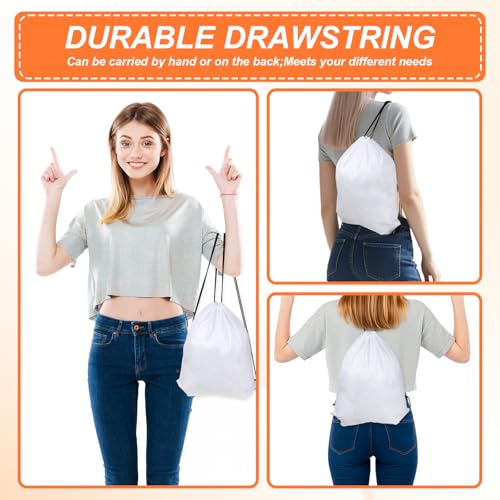 30 Pcs Sublimation Drawstring Bags Blanks White Cinch Sack Draw String Backpack Bulk Polyester Blank Bags for Heat Transfer Vinyl Gym Sport DIY Craft