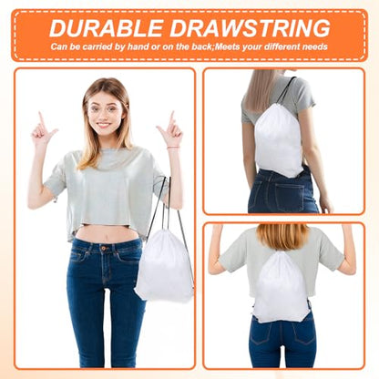 30 Pcs Sublimation Drawstring Bags Blanks White Cinch Sack Draw String Backpack Bulk Polyester Blank Bags for Heat Transfer Vinyl Gym Sport DIY Craft