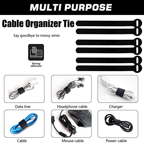 60pcs Reusable Fastening Cable Ties, 6-Inch Cable Straps Cable Management, Multi-Purpose Hook & Loop Cord Organizer Wire Ties, Adjustable Cable Organizer Cord Ties, Microfiber Cloth Straps,Black. - size: 6"(60 Pack)