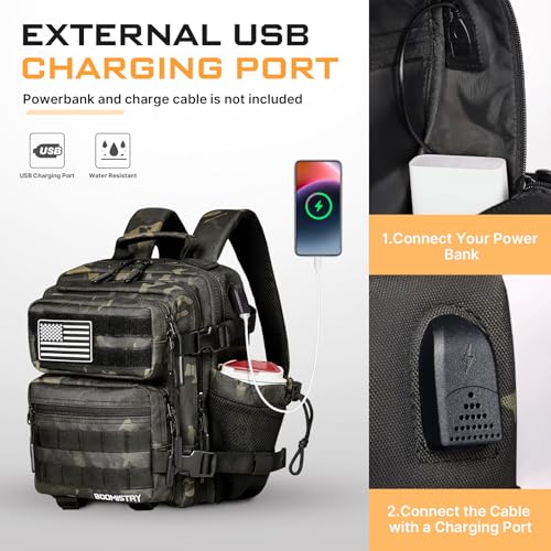 Boomistry 15L Mini Tactical Backpack Small Tactical Backpack for Men and Women, Military Backpack for Gym, Hiking, Daily (Black Camo-15L) - color: Black Camo-15l