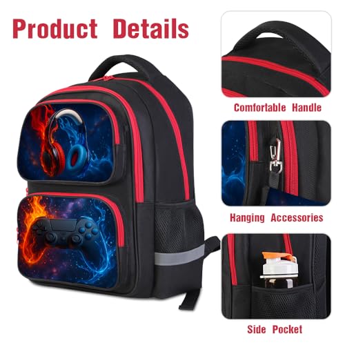 ZRENTAO Kids Backpack, 3D Reflective Cartoon, 600D Polyester & Dual Zippers, 17" Bookbag with Ergonomic Design for boys & girls age 6-18, Headphone Space Style for school Children Kids - color: 19#headphone