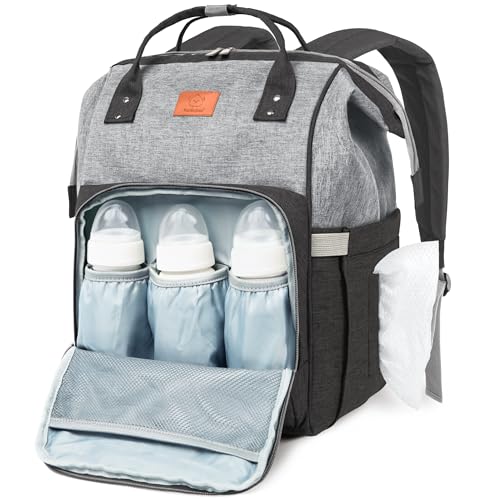 KeaBabies Baby Diaper Bag Backpack - Large Baby Bag for Boys, Girls, Waterproof Multi Function Travel Diaper Backpack with Changing Pad, Durable Travel Essentials for Moms and Dads (Graphite) - color: Graphite