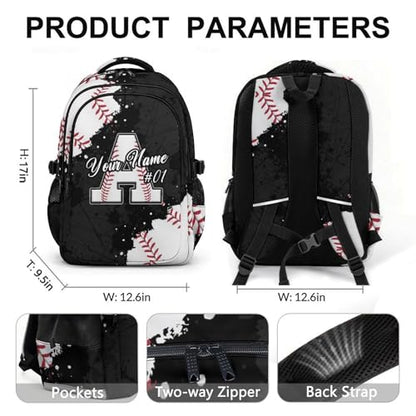 COZYAURA Personalized Baseball Backpack for Boys – 17 Inch Kids School Bag with Chest Strap, Custom Initial Sports Bookbag for Kindergarten, Elementary & Middle School - color: White