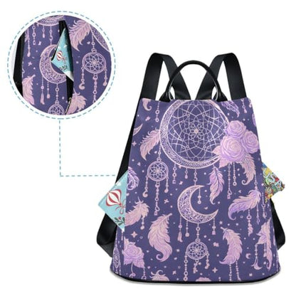 ALAZA Dream Catcher Roses Leaves and Feathers Trips Hiking Camping Rucksack Pack for Women - color: Multi 5