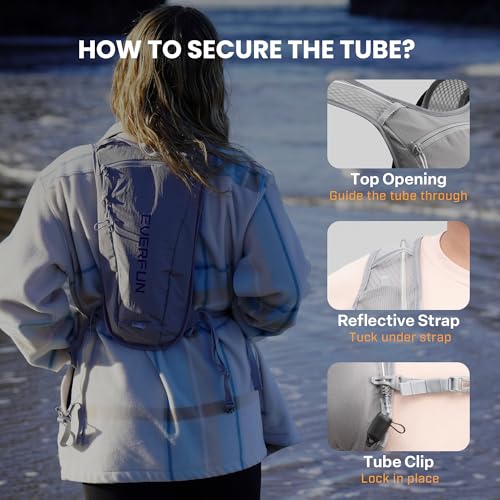 EVERFUN Hydration Backpack Running Vest Small Hiking Water Backpack with 1.5L Water Bladder for Women Men, Lightweight Reflective Phone Holder Hydro Pack for Trail Running, Biking, Race, Marathons - style: Gray