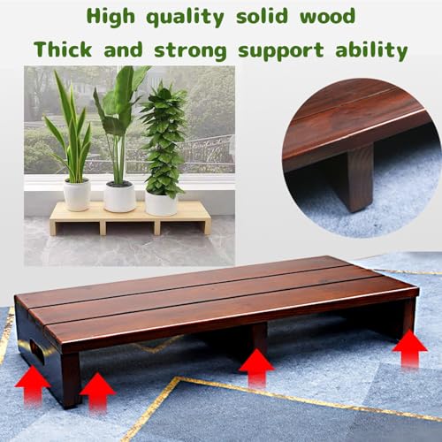 Wooden Platform, Indoor Wooden Step Stool with Non Slip Pads, Step for Outside, Stepping Platform for Adults & Elderly, No Assembly Required, Safety Stepping Stool for Bathroom, Kitchen, Bed(60 - size: 60x30x11cm
